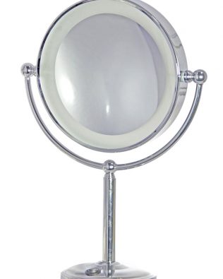 Cordless Rechargeable LED Lit 10x Magnifying Make Up Mirror, Chrome Finish