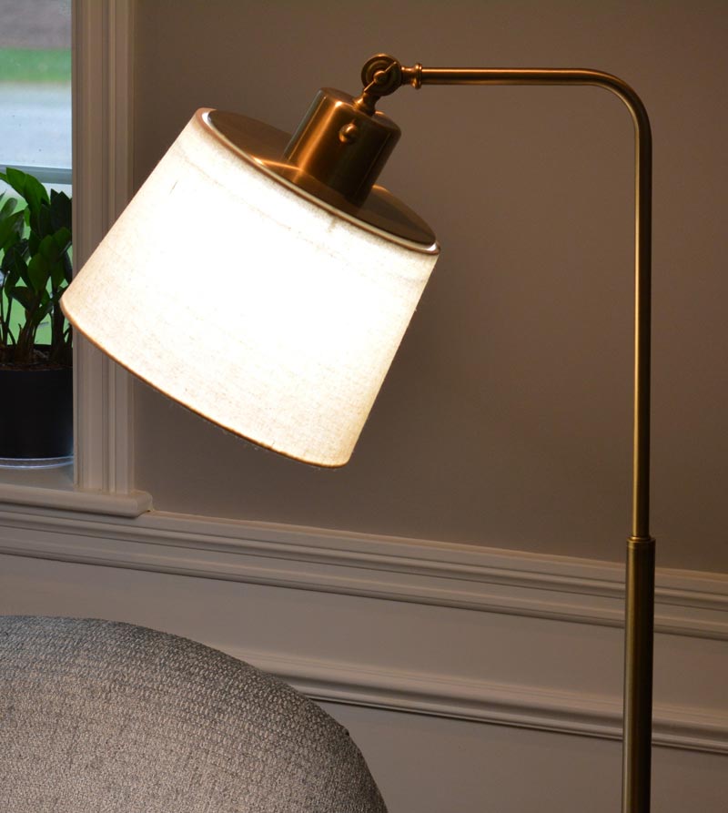 Daylight24 EYESTRAIN REDUCING FLOOR LAMP-Antique Brass/Cherry Fluorescent Light 