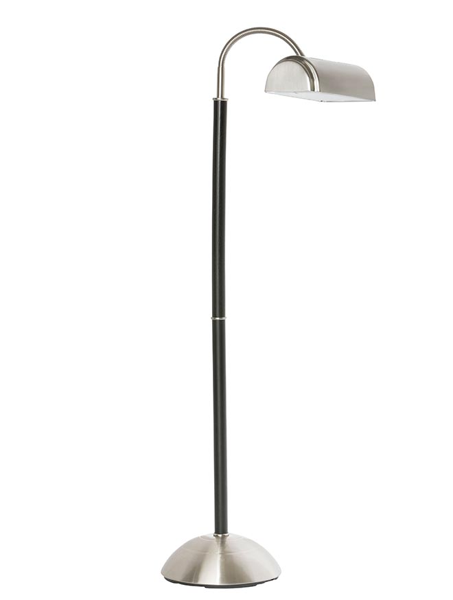 40W Natural Daylight LED Floor Lamp, Brushed Nickel / Black Wood Post, 402082-15
